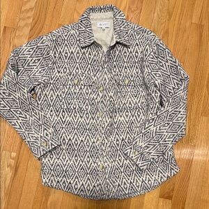 Ag Adriano Goldschmied Navy & Cream Diamond-Print Shirt Jacket